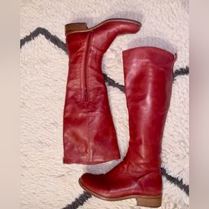 Chocolat Blu tall red leather boot in a size 6.5
